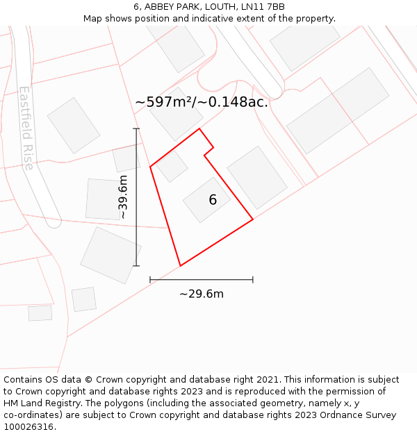 6, ABBEY PARK, LOUTH, LN11 7BB: Plot and title map