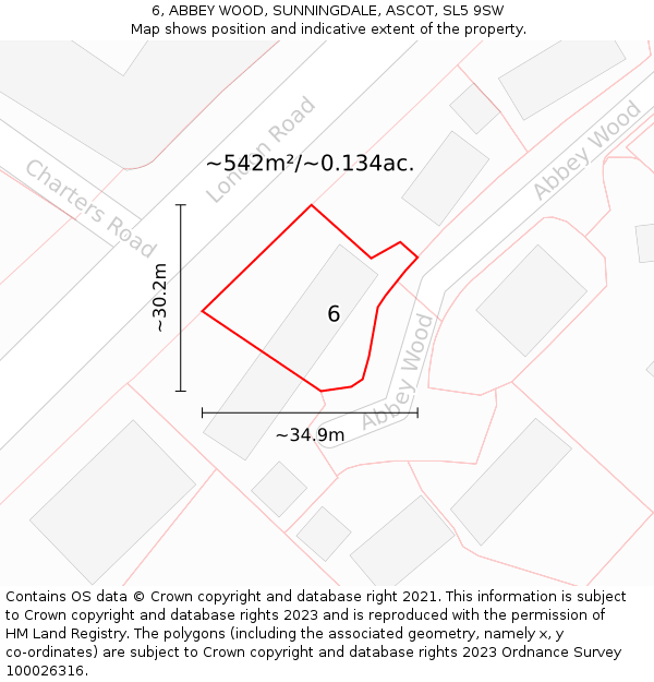 6, ABBEY WOOD, SUNNINGDALE, ASCOT, SL5 9SW: Plot and title map