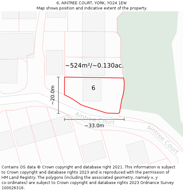 6, AINTREE COURT, YORK, YO24 1EW: Plot and title map