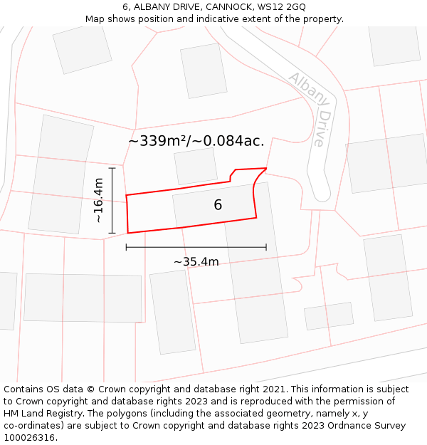 6, ALBANY DRIVE, CANNOCK, WS12 2GQ: Plot and title map