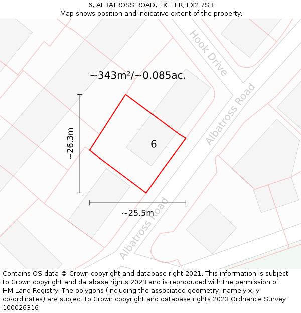 6, ALBATROSS ROAD, EXETER, EX2 7SB: Plot and title map