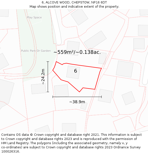 6, ALCOVE WOOD, CHEPSTOW, NP16 6DT: Plot and title map