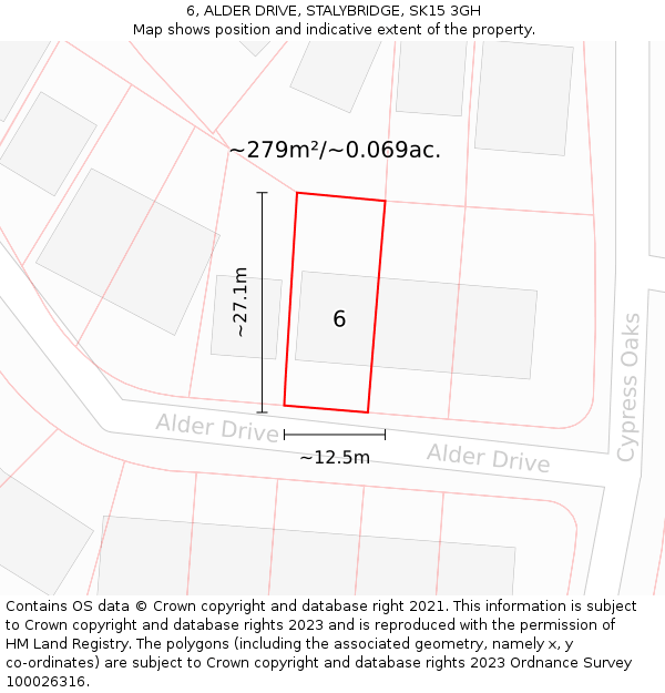 6, ALDER DRIVE, STALYBRIDGE, SK15 3GH: Plot and title map