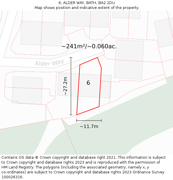 6, ALDER WAY, BATH, BA2 2DU: Plot and title map