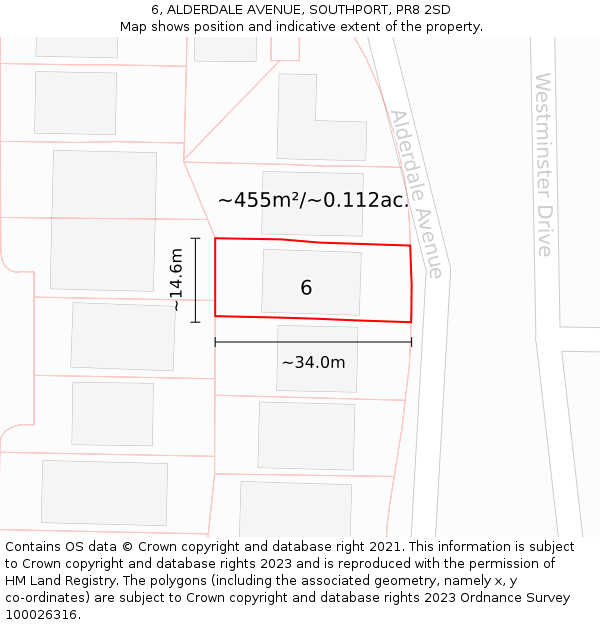 6, ALDERDALE AVENUE, SOUTHPORT, PR8 2SD: Plot and title map