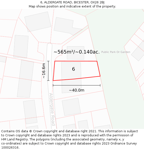 6, ALDERGATE ROAD, BICESTER, OX26 2BJ: Plot and title map