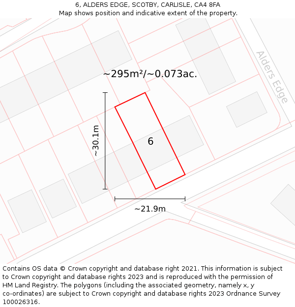 6, ALDERS EDGE, SCOTBY, CARLISLE, CA4 8FA: Plot and title map