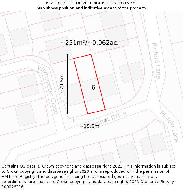 6, ALDERSHOT DRIVE, BRIDLINGTON, YO16 6AE: Plot and title map