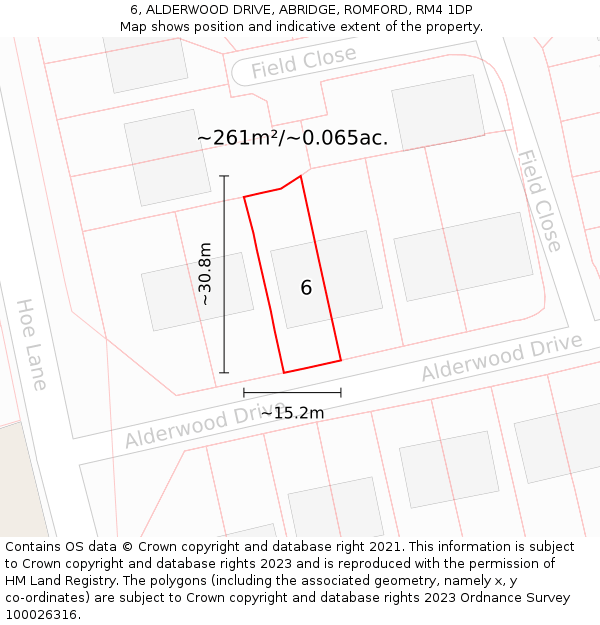 6, ALDERWOOD DRIVE, ABRIDGE, ROMFORD, RM4 1DP: Plot and title map