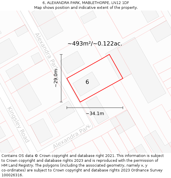 6, ALEXANDRA PARK, MABLETHORPE, LN12 1DF: Plot and title map