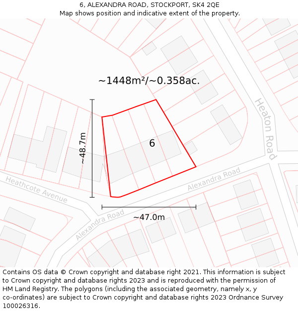 6, ALEXANDRA ROAD, STOCKPORT, SK4 2QE: Plot and title map