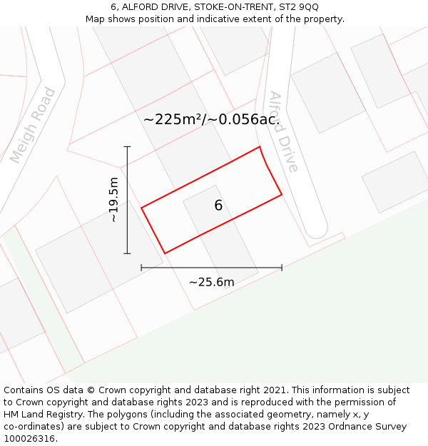 6, ALFORD DRIVE, STOKE-ON-TRENT, ST2 9QQ: Plot and title map