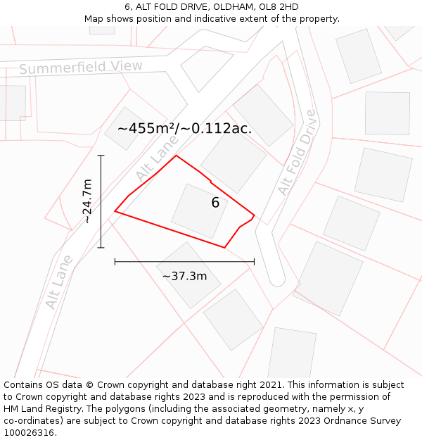 6, ALT FOLD DRIVE, OLDHAM, OL8 2HD: Plot and title map