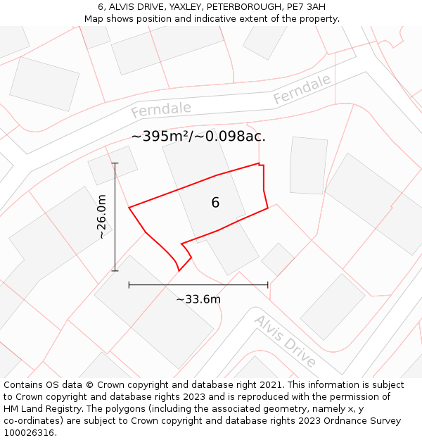 6, ALVIS DRIVE, YAXLEY, PETERBOROUGH, PE7 3AH: Plot and title map