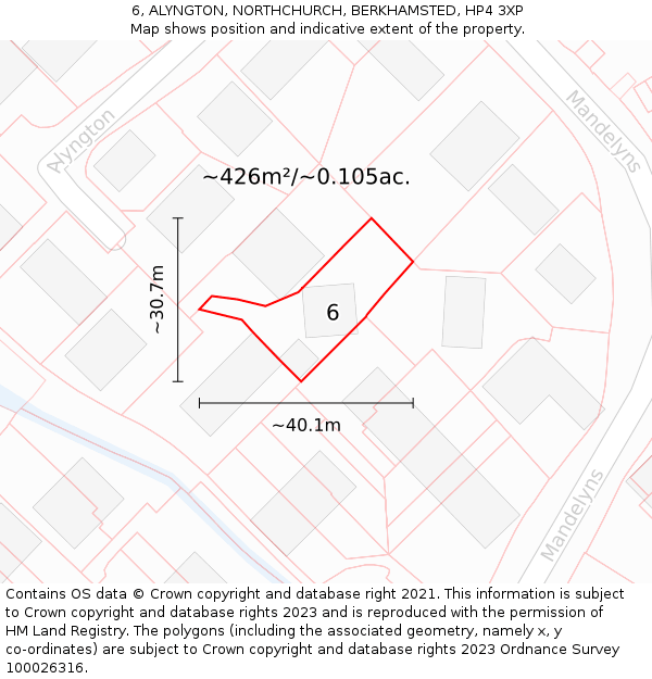 6, ALYNGTON, NORTHCHURCH, BERKHAMSTED, HP4 3XP: Plot and title map