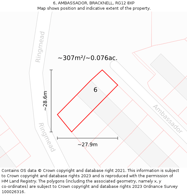 6, AMBASSADOR, BRACKNELL, RG12 8XP: Plot and title map