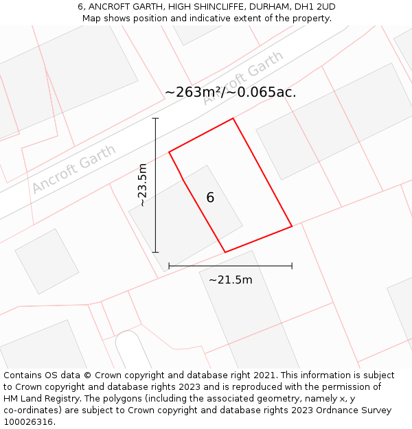 6, ANCROFT GARTH, HIGH SHINCLIFFE, DURHAM, DH1 2UD: Plot and title map