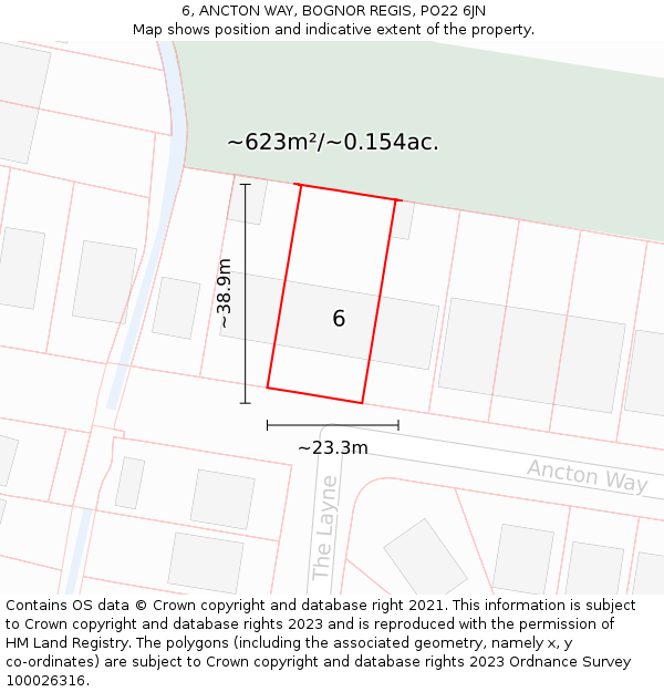 6, ANCTON WAY, BOGNOR REGIS, PO22 6JN: Plot and title map