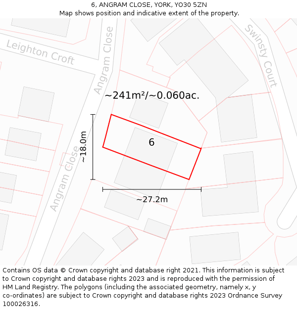 6, ANGRAM CLOSE, YORK, YO30 5ZN: Plot and title map