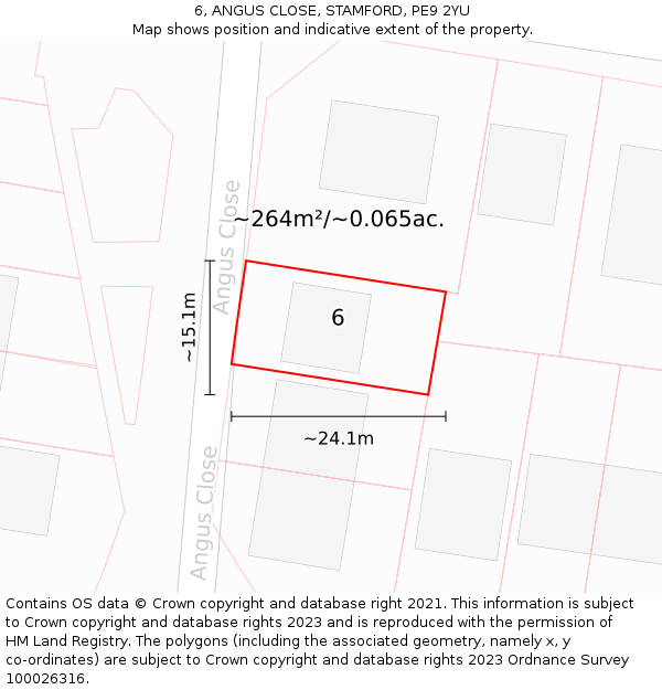 6, ANGUS CLOSE, STAMFORD, PE9 2YU: Plot and title map