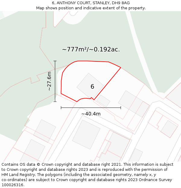 6, ANTHONY COURT, STANLEY, DH9 8AG: Plot and title map