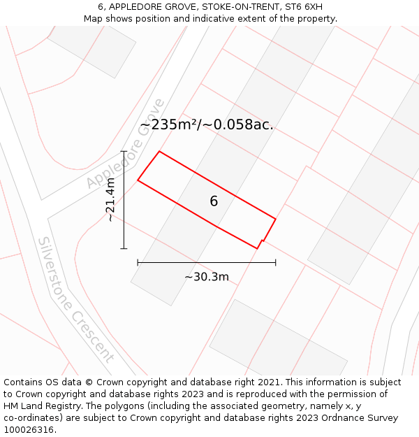 6, APPLEDORE GROVE, STOKE-ON-TRENT, ST6 6XH: Plot and title map