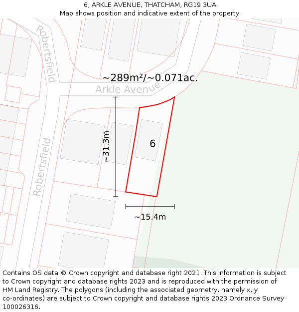 6, ARKLE AVENUE, THATCHAM, RG19 3UA: Plot and title map