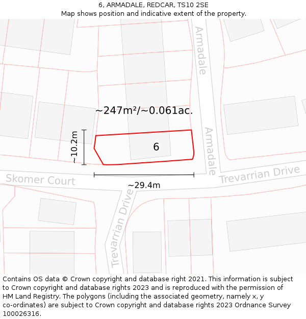 6, ARMADALE, REDCAR, TS10 2SE: Plot and title map