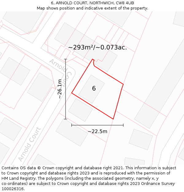 6, ARNOLD COURT, NORTHWICH, CW8 4UB: Plot and title map