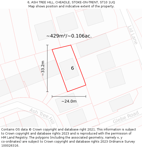 6, ASH TREE HILL, CHEADLE, STOKE-ON-TRENT, ST10 1UQ: Plot and title map