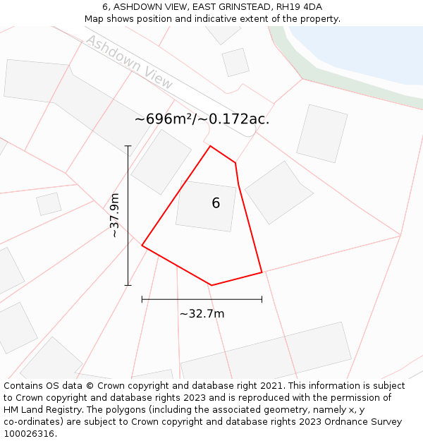 6, ASHDOWN VIEW, EAST GRINSTEAD, RH19 4DA: Plot and title map
