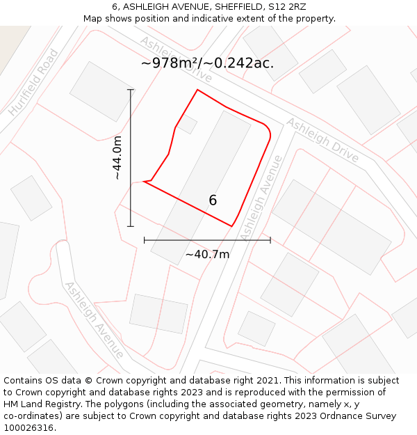 6, ASHLEIGH AVENUE, SHEFFIELD, S12 2RZ: Plot and title map