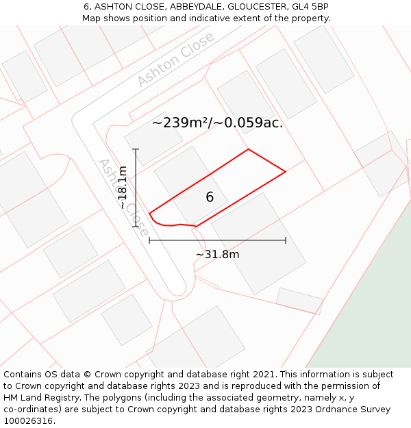 6, ASHTON CLOSE, ABBEYDALE, GLOUCESTER, GL4 5BP: Plot and title map