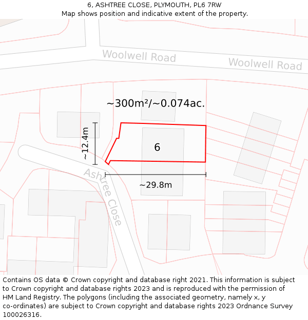 6, ASHTREE CLOSE, PLYMOUTH, PL6 7RW: Plot and title map