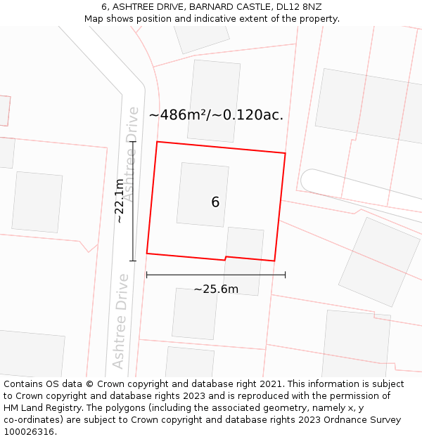 6, ASHTREE DRIVE, BARNARD CASTLE, DL12 8NZ: Plot and title map