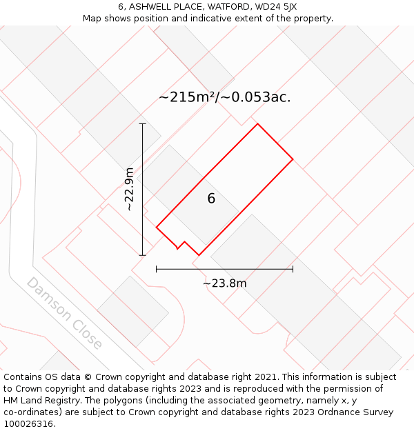 6, ASHWELL PLACE, WATFORD, WD24 5JX: Plot and title map