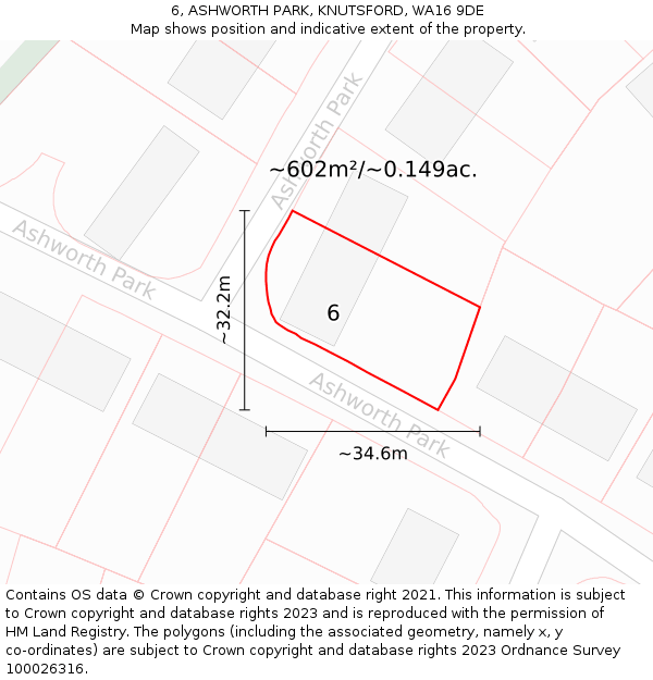 6, ASHWORTH PARK, KNUTSFORD, WA16 9DE: Plot and title map