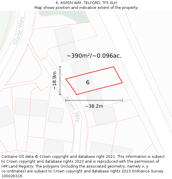 6, ASPEN WAY, TELFORD, TF5 0LH: Plot and title map