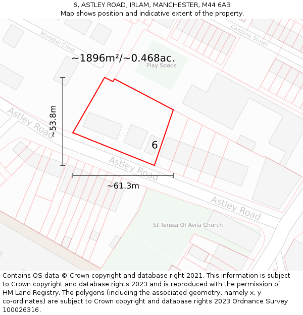 6, ASTLEY ROAD, IRLAM, MANCHESTER, M44 6AB: Plot and title map