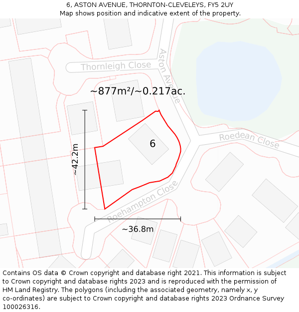 6, ASTON AVENUE, THORNTON-CLEVELEYS, FY5 2UY: Plot and title map