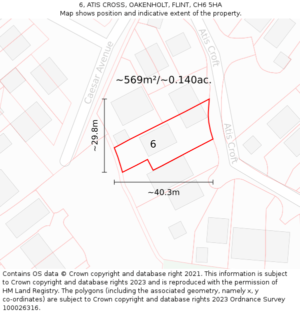 6, ATIS CROSS, OAKENHOLT, FLINT, CH6 5HA: Plot and title map