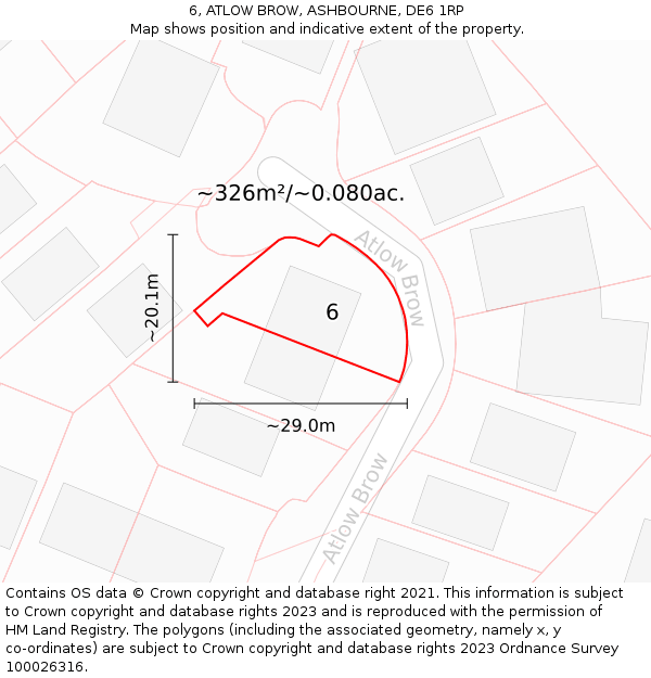 6, ATLOW BROW, ASHBOURNE, DE6 1RP: Plot and title map