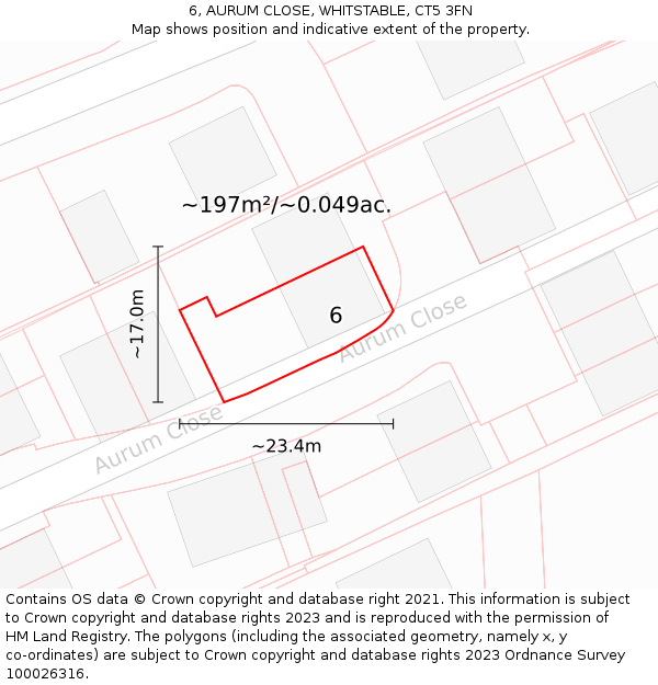 6, AURUM CLOSE, WHITSTABLE, CT5 3FN: Plot and title map