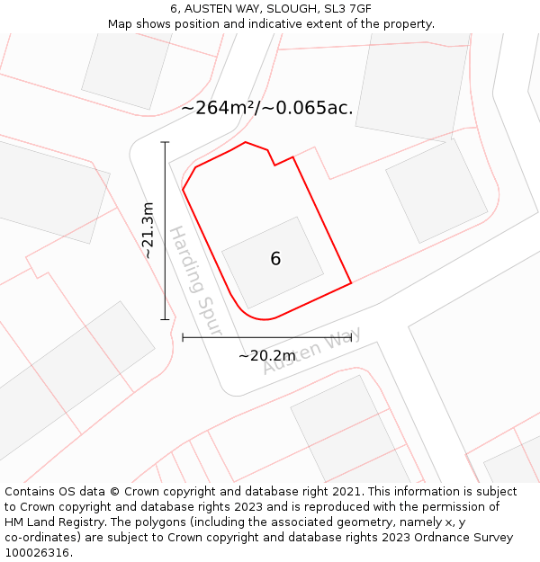 6, AUSTEN WAY, SLOUGH, SL3 7GF: Plot and title map