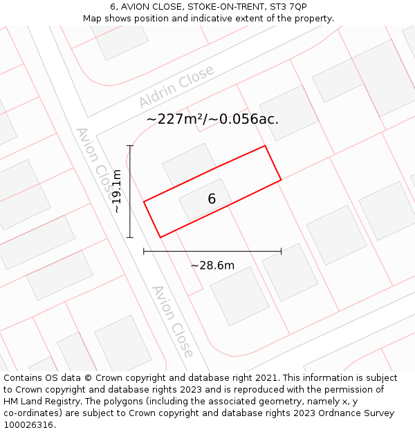 6, AVION CLOSE, STOKE-ON-TRENT, ST3 7QP: Plot and title map