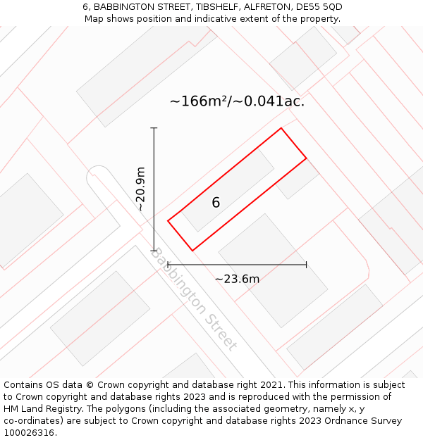 6, BABBINGTON STREET, TIBSHELF, ALFRETON, DE55 5QD: Plot and title map