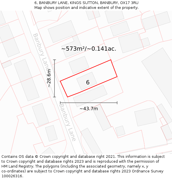 6, BANBURY LANE, KINGS SUTTON, BANBURY, OX17 3RU: Plot and title map