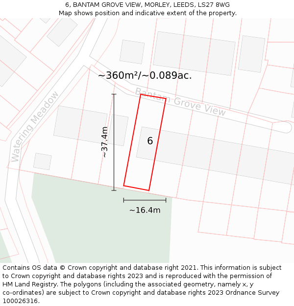 6, BANTAM GROVE VIEW, MORLEY, LEEDS, LS27 8WG: Plot and title map