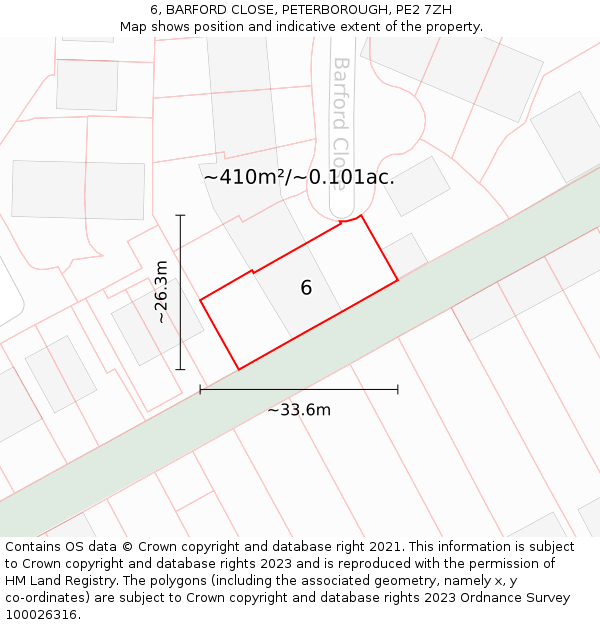 6, BARFORD CLOSE, PETERBOROUGH, PE2 7ZH: Plot and title map