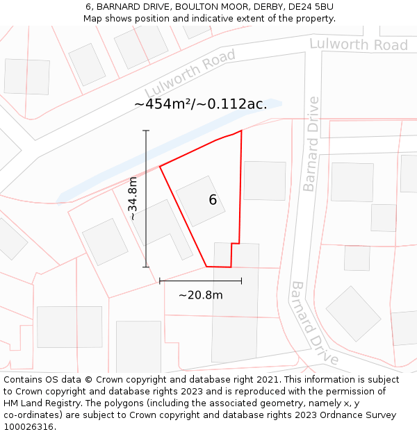6, BARNARD DRIVE, BOULTON MOOR, DERBY, DE24 5BU: Plot and title map